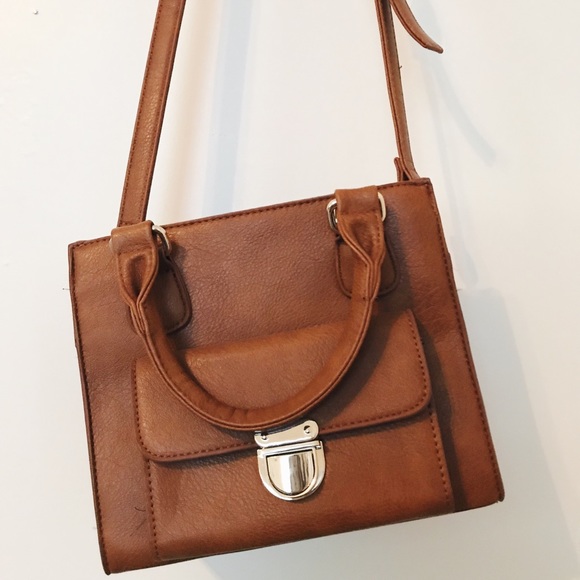 Forever 21 Handbags - Brown Gold Crossbody Leather Bag